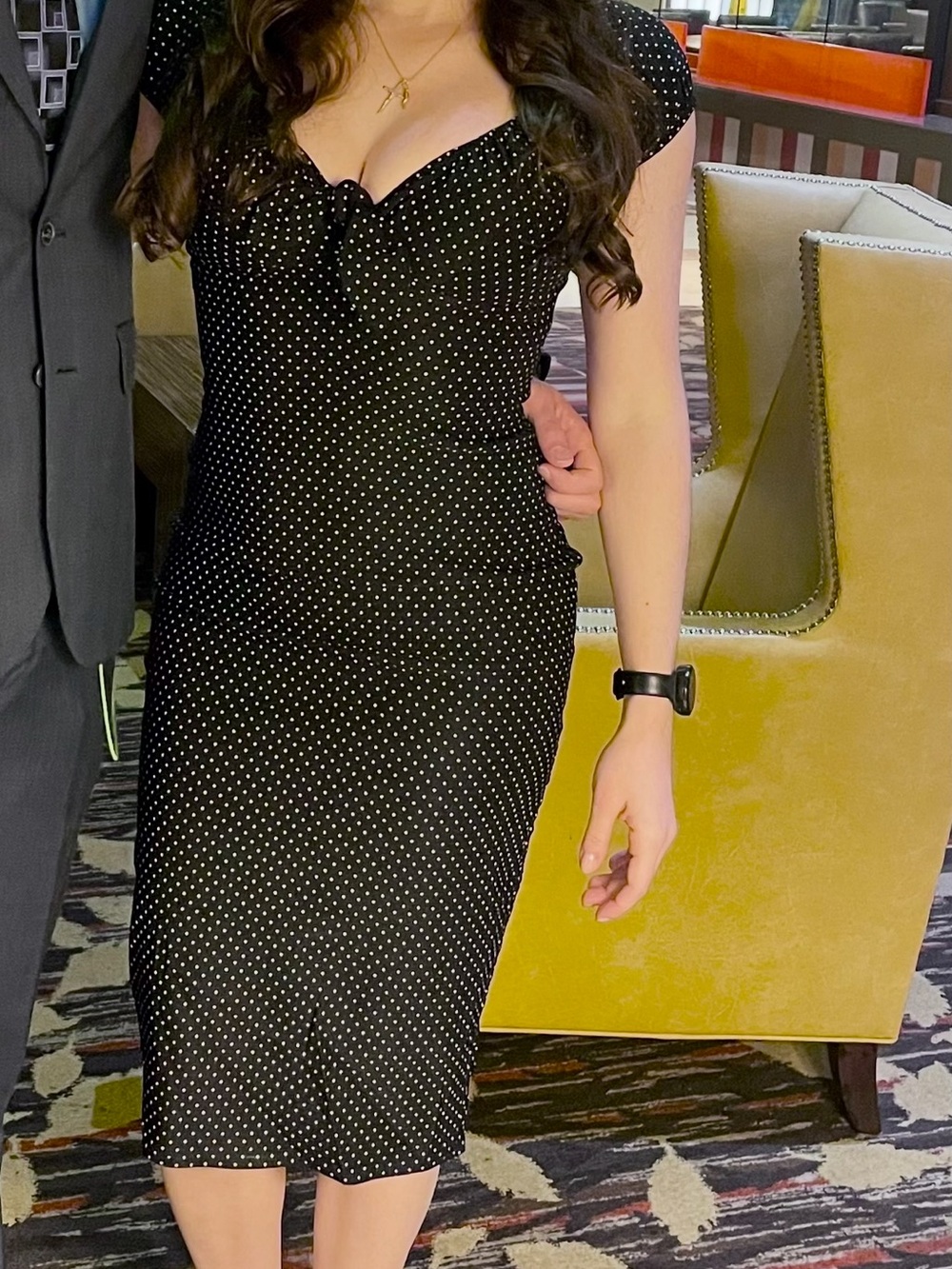 Stop Staring Black Dress with Pink Polka Dots